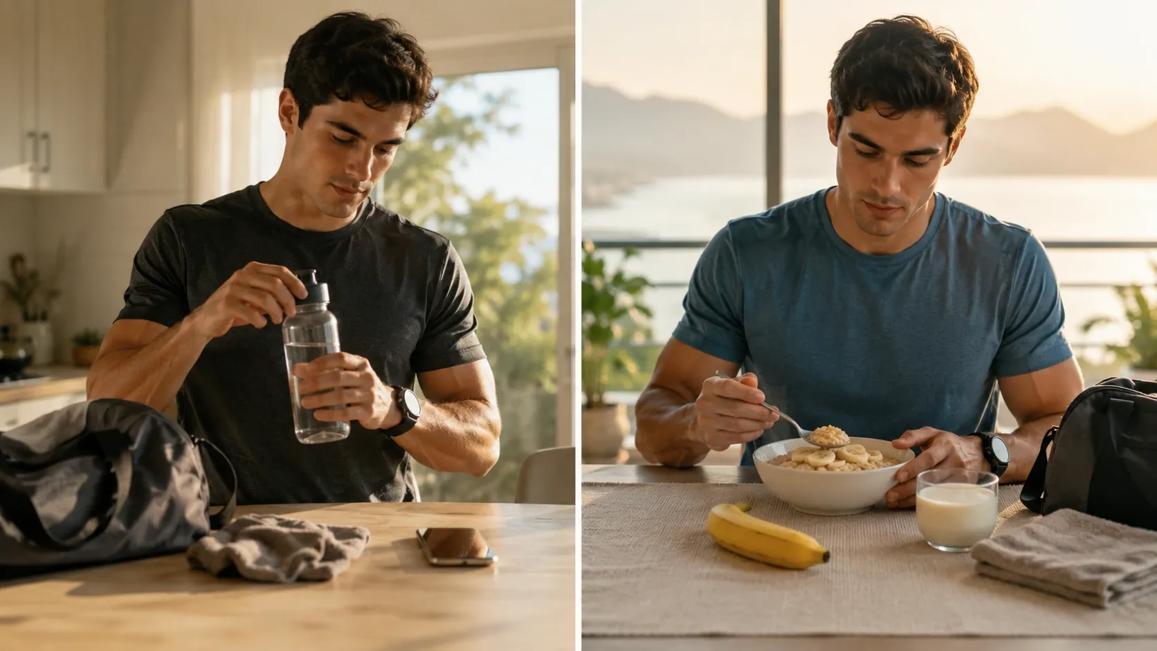 Comparação entre uma rotina de exercício antes do café da manhã e outra após uma pequena refeição.